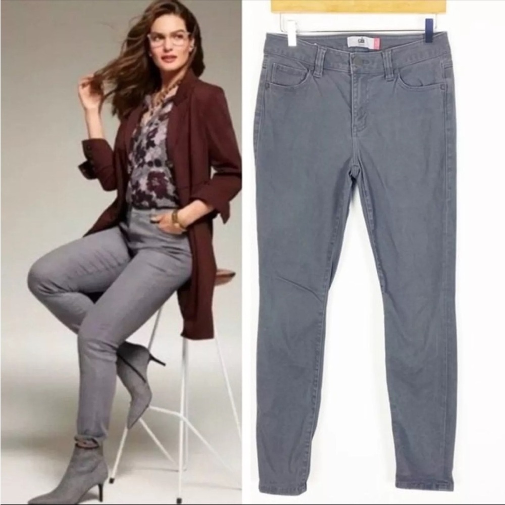 Cabi #3565 Smoked Pearl Gray High Rise Skinny Jeans Size 4